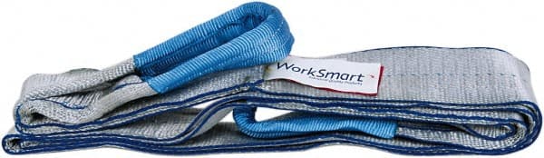 Value Collection - 10' Long x 3" Wide, 4,800 Lb Vertical Capacity, 1 Ply, Polyester Web Sling - 3,800 Lb Choker Capacity, with Eye & Eye (Twisted) - Exact Tooling