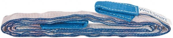 Value Collection - 8' Long x 1" Wide, 3,200 Lb Vertical Capacity, 2 Ply, Polyester Web Sling - 2,500 Lb Choker Capacity, Silver (Color), with Eye & Eye (Twisted) - Exact Tooling
