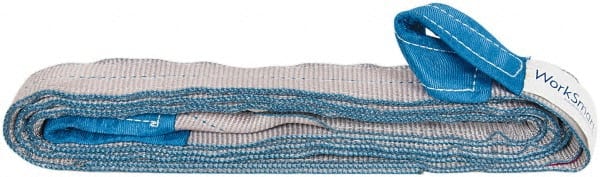 Value Collection - 12' Long x 2" Wide, 6,400 Lb Vertical Capacity, 2 Ply, Polyester Web Sling - 5,000 Lb Choker Capacity, with Eye & Eye (Twisted) - Exact Tooling