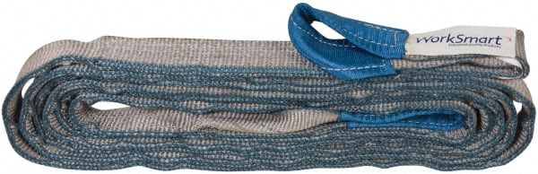 Value Collection - 20' Long x 2" Wide, 6,400 Lb Vertical Capacity, 2 Ply, Polyester Web Sling - 5,000 Lb Choker Capacity, Silver (Color), with Eye & Eye (Twisted) - Exact Tooling