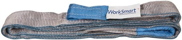 Value Collection - 8' Long x 3" Wide, 8,600 Lb Vertical Capacity, 2 Ply, Polyester Web Sling - 6,900 Lb Choker Capacity, Silver (Color), with Eye & Eye (Twisted) - Exact Tooling