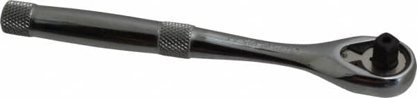 Proto - 1/4" Drive Pear Head Quick-Release Ratchet - Chrome Finish, 6-11/16" OAL, 45 Gear Teeth, Standard Head - Exact Tooling