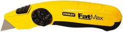 Stanley - Fixed Utility Knife - 2-3/8" Blade, Yellow & Black TPE Handle, 5 Blades Included - Exact Tooling