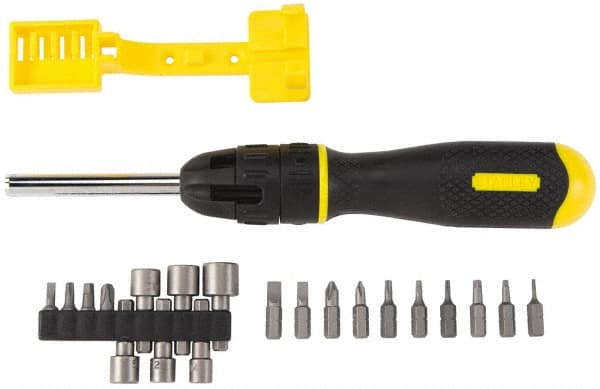 Stanley - 21 Piece Nut Driver, Phillips, Slotted, Square & Torx Screwdriver Set - Bit Sizes: Philips #1 to #3, Nut Driver 7/16, 3/8, 11/32, 5/16, 9/32 & 1/4, Torx T6, T8, T10, T15 & T20 - Exact Tooling