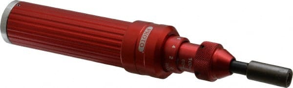 Proto - 1 Piece, 7 to 36 In/Lb, Adjustable Torque Limiting Screwdriver - 7-3/16" OAL, 1/4" Drive, 1 In/Lb Graduation - Exact Tooling