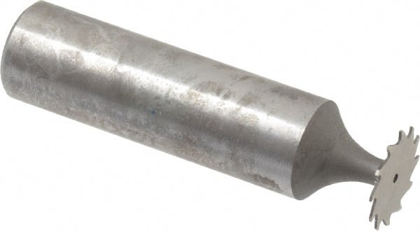 Whitney Tool Co. - 1/2" Diam x 1/64" Face Width, Cobalt, 12 Teeth, Shank Connection Woodruff Keyseat Cutter - Uncoated, 2-1/64" OAL x 1/2" Shank, Straight Teeth - Exact Tooling