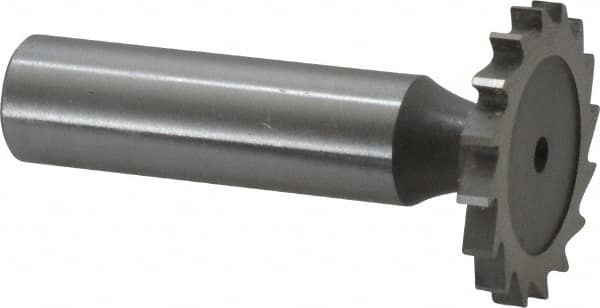 Whitney Tool Co. - 1-1/8" Diam x 1/8" Face Width, Cobalt, 16 Teeth, Shank Connection Woodruff Keyseat Cutter - Uncoated, 2-1/8" OAL x 1/2" Shank, Straight Teeth - Exact Tooling