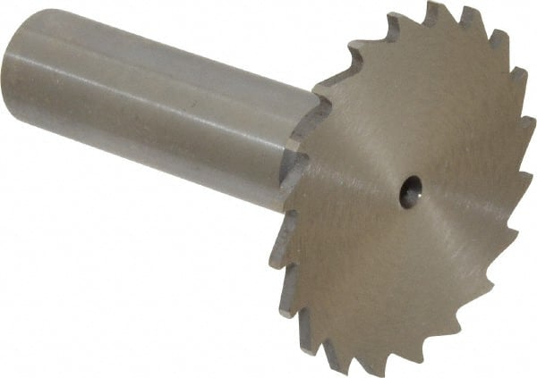 Whitney Tool Co. - 1-1/2" Diam x 1/16" Face Width, Cobalt, 20 Teeth, Shank Connection Woodruff Keyseat Cutter - Uncoated, 2-1/16" OAL x 1/2" Shank, Straight Teeth - Exact Tooling