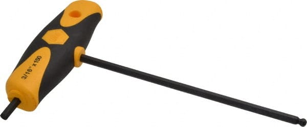 Wiha - 3/16" Hex, T-Handle Cushion Grip, Ball End Hex Key - 150mm OAL, Inch System of Measurement - Exact Tooling