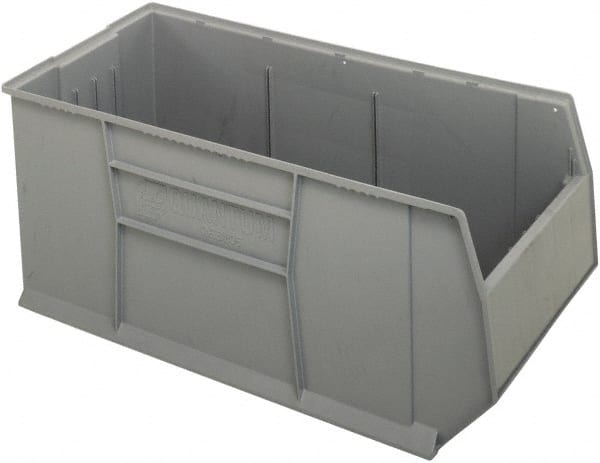 Quantum Storage - 175 Lb. Load Capacity, 41-7/8" Deep, Gray Polypropylene Hopper Stacking Bin - 17-1/2" High x 19-7/8" Wide x 41-7/8" Long - Exact Tooling