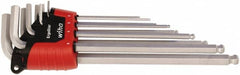 Wiha - 9 Piece L-Key Ball End Hex Key Set - Hex Range 1.5 to 10mm - Exact Tooling