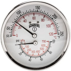 Winters - 3" Dial, 1/2 Thread, 0-100 Scale Range, Pressure Gauge - Center Back Connection Mount, Accurate to 0.03% of Scale - Exact Tooling