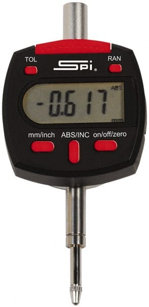 SPI - 0 to 0.5 Inch Range, 0.00005 Inch Resolution, Electronic Drop Indicator - Lithium Battery - Exact Tooling