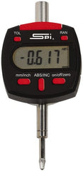 SPI - 0 to 1 Inch Range, 0.00005 Inch Resolution, Electronic Drop Indicator - Lithium Battery - Exact Tooling