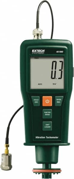 Extech - Accurate up to 0.05%, Contact and Noncontact Tachometer - 7.4 Inch Long x 3 Inch Wide x 1.8 Inch Meter Thick, 0.5 to 99,999 RPM Measurement - Exact Tooling