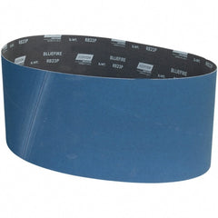 Norton - 9" Wide x 60" OAL, 120 Grit, Zirconia Alumina Abrasive Belt - Zirconia Alumina, Coated, X Weighted Cloth Backing - Exact Tooling