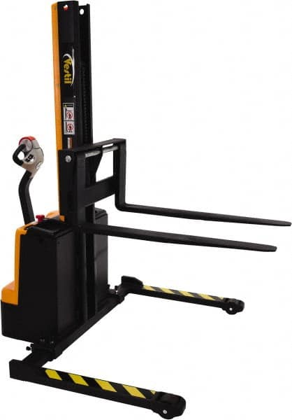 Vestil - 1,500 Lb Capacity, 64" Lift Height, Battery Powered Stacker - 1-1/2" Lowered Height, 42" Fork Length, 58-1/2" Overall Width - Exact Tooling