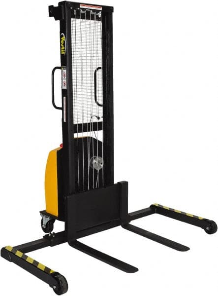 Vestil - 770 Lb Capacity, 59" Lift Height, Battery Powered Stacker - 1-9/16" Lowered Height, 30" Fork Length, 45" Overall Width - Exact Tooling