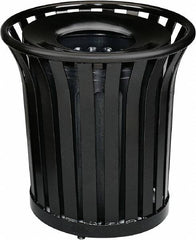 Rubbermaid - 36 Gal Black Round Decorative Waste Receptacle With Top - Steel, 826mm High - Exact Tooling