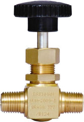 Brennan - 1/4" Pipe, Straight Needle Valve - PTFE Seal, NPT Ends, Brass Valve, 3,000 Max psi - Exact Tooling
