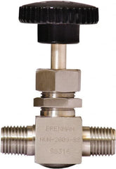 Brennan - 1/4" Pipe, Straight Needle Valve - PTFE Seal, NPT Ends, Stainless Steel Valve, 6,000 Max psi - Exact Tooling