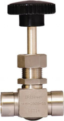 Brennan - 1/4" Pipe, Straight Needle Valve - PTFE Seal, NPT Ends, Stainless Steel Valve, 6,000 Max psi - Exact Tooling