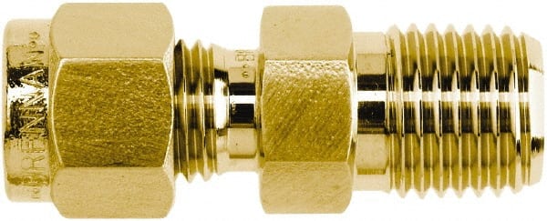 Brennan - 1/2" OD, Brass Male Connector - NPT Ends - Exact Tooling