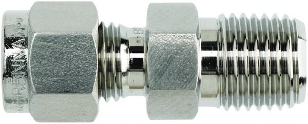 Brennan - 5/16" OD, Stainless Steel Male Connector - NPT Ends - Exact Tooling