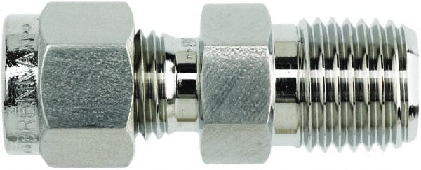 Brennan - 1/4" Tube OD x 1/2 Thread Stainless Steel Compression Tube Male Connector - Exact Tooling