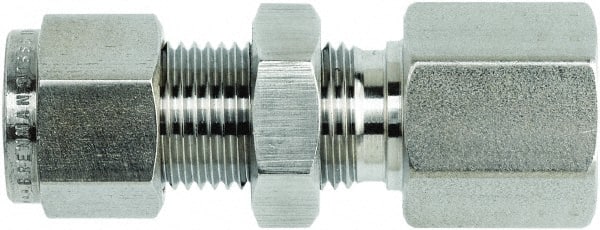 Brennan - 1/2" OD, Stainless Steel Bulkhead Female Connector - Comp x FNPT Ends - Exact Tooling