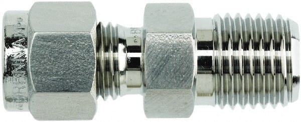 Brennan - 1/2" OD, Stainless Steel Male Connector - NPT Ends - Exact Tooling