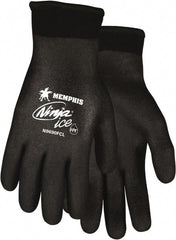 MCR Safety - Size L Work Gloves - Knit Wrist Cuff, Black Polymer, Shell, White Logo, Hem, Paired - Exact Tooling