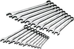 SK - 19 Piece, 6mm to 24mm, 12 Point Combination Wrench Set - Metric Measurement Standard, Chrome Finish, Comes in Rack - Exact Tooling