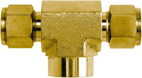 Brennan - 1/4" OD, Brass Female Branch Tee - Comp x FNPT Ends - Exact Tooling
