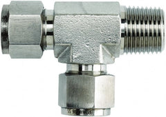 Brennan - 1/4" OD, Stainless Steel Male Run Tee - Comp x MNPT x Comp Ends - Exact Tooling