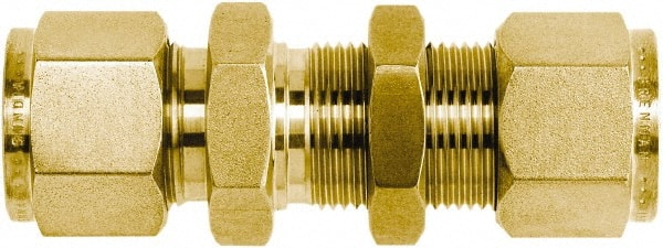 Brennan - 3/8" OD, Brass Bulkhead Union - Comp x Comp Ends - Exact Tooling