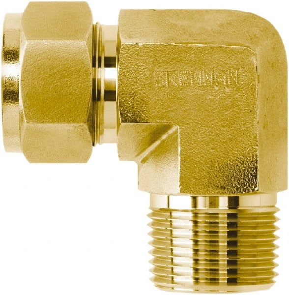 Brennan - 1/4" Tube OD x 1/2 Thread Brass Compression Tube Male Elbow - Exact Tooling