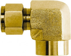 Brennan - 3/8" Tube OD x 3/8 Thread Brass Compression Tube Female Elbow - Exact Tooling