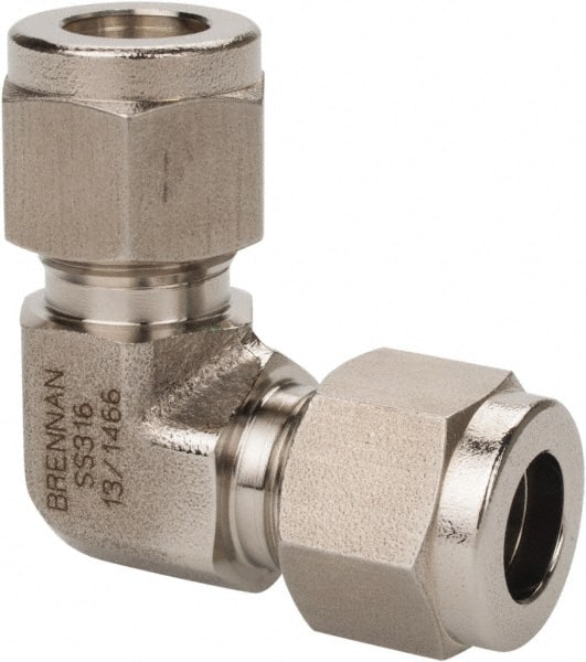 Brennan - 1/2" OD, Stainless Steel Union Elbow - Comp x Comp Ends - Exact Tooling