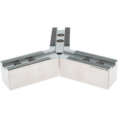 Samchully - 210mm Max Chuck Capacity, 1.5mm x 60° Serrated Interface, Round Soft Lathe Chuck Jaw - 3 Jaw, Steel, 25mm Btw Mount Hole Ctrs, 95mm Long, 35mm Wide, 38mm High, 14mm Groove, M12mm Fastener - Exact Tooling