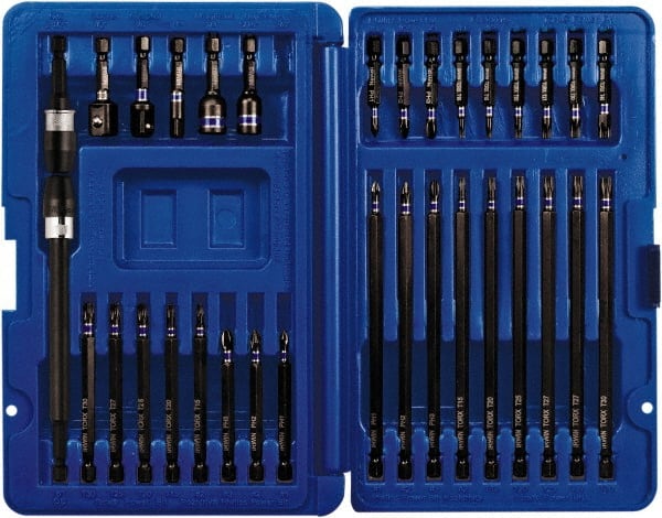 Irwin - 34 Piece, Screwdriver Insert Bit Set - #1 to #4 Phillips, T10 to T40 Torx - Exact Tooling