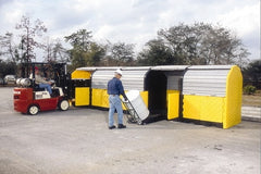 UltraTech - 75 Gal Sump, 9,000 Lb Capacity, 20 Drum, Polyethylene Spill Deck or Pallet - 204" Long x 64" Wide x 88" High, Liftable Fork, Low Profile, 2 x 2 Drum Configuration - Exact Tooling