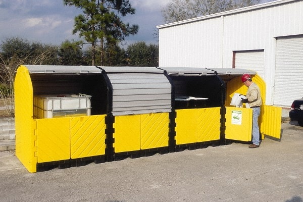 UltraTech - 75 Gal Sump, 9,000 Lb Capacity, 16 Drum, Polyethylene Spill Deck or Pallet - 136" Long x 64" Wide x 88" High, Liftable Fork, Drain Included, Low Profile, 2 x 2 Drum Configuration - Exact Tooling