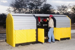 UltraTech - 75 Gal Sump, 9,000 Lb Capacity, 12 Drum, Polyethylene Spill Deck or Pallet - 136" Long x 64" Wide x 88" High, Liftable Fork, Low Profile, 2 x 2 Drum Configuration - Exact Tooling