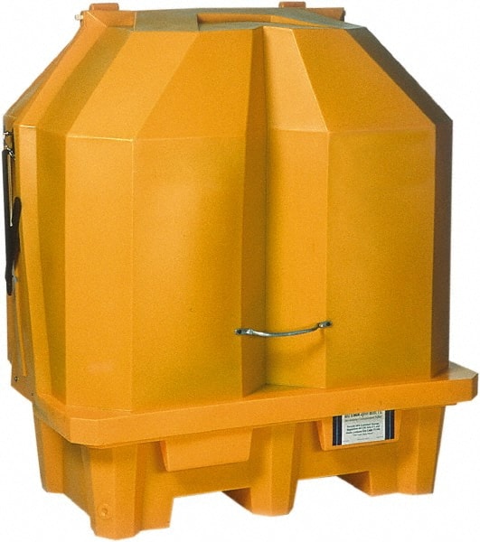 UltraTech - 66 Gal Sump, 3,000 Lb Capacity, 2 Drum, Polyethylene Spill Deck or Pallet - 57" Long x 31" Wide x 65" High, Liftable Fork, Drain Included, Inline Drum Configuration - Exact Tooling