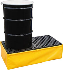 UltraTech - 66 Gal Sump, 1,200 Lb Capacity, 2 Drum, Polyethylene Spill Deck or Pallet - 56" Long x 25" Wide x 6" High, Liftable Fork, Inline Drum Configuration - Exact Tooling