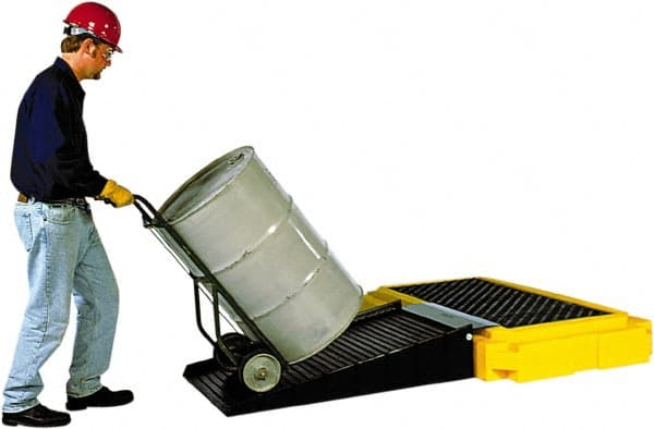 UltraTech - 66 Gal Sump, 4,500 Lb Capacity, 2 Drum, Polyethylene Spill Deck or Pallet - 66" Long x 40" Wide x 9" High, Liftable Fork, Low Profile, Inline Drum Configuration - Exact Tooling