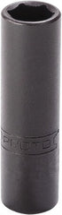 Proto - 9/16", 1/4" Drive, Deep Hand Socket - 6 Points, 2" OAL, Alloy Steel, Black Finish - Exact Tooling