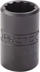 Proto - 7/16", 1/4" Drive, Standard Hand Socket - 12 Points, 7/8" OAL, Alloy Steel, Black Finish - Exact Tooling