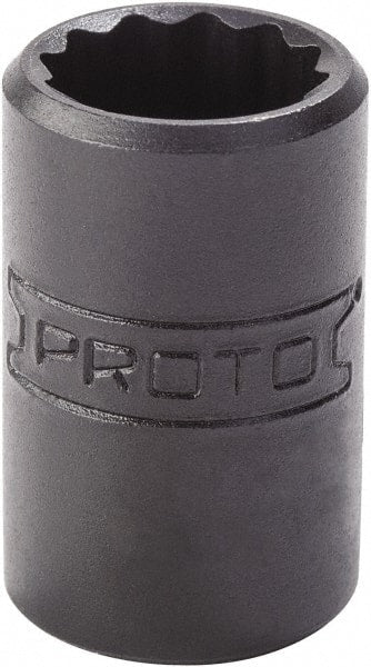 Proto - 3/8", 1/4" Drive, Standard Hand Socket - 12 Points, 7/8" OAL, Alloy Steel, Black Finish - Exact Tooling
